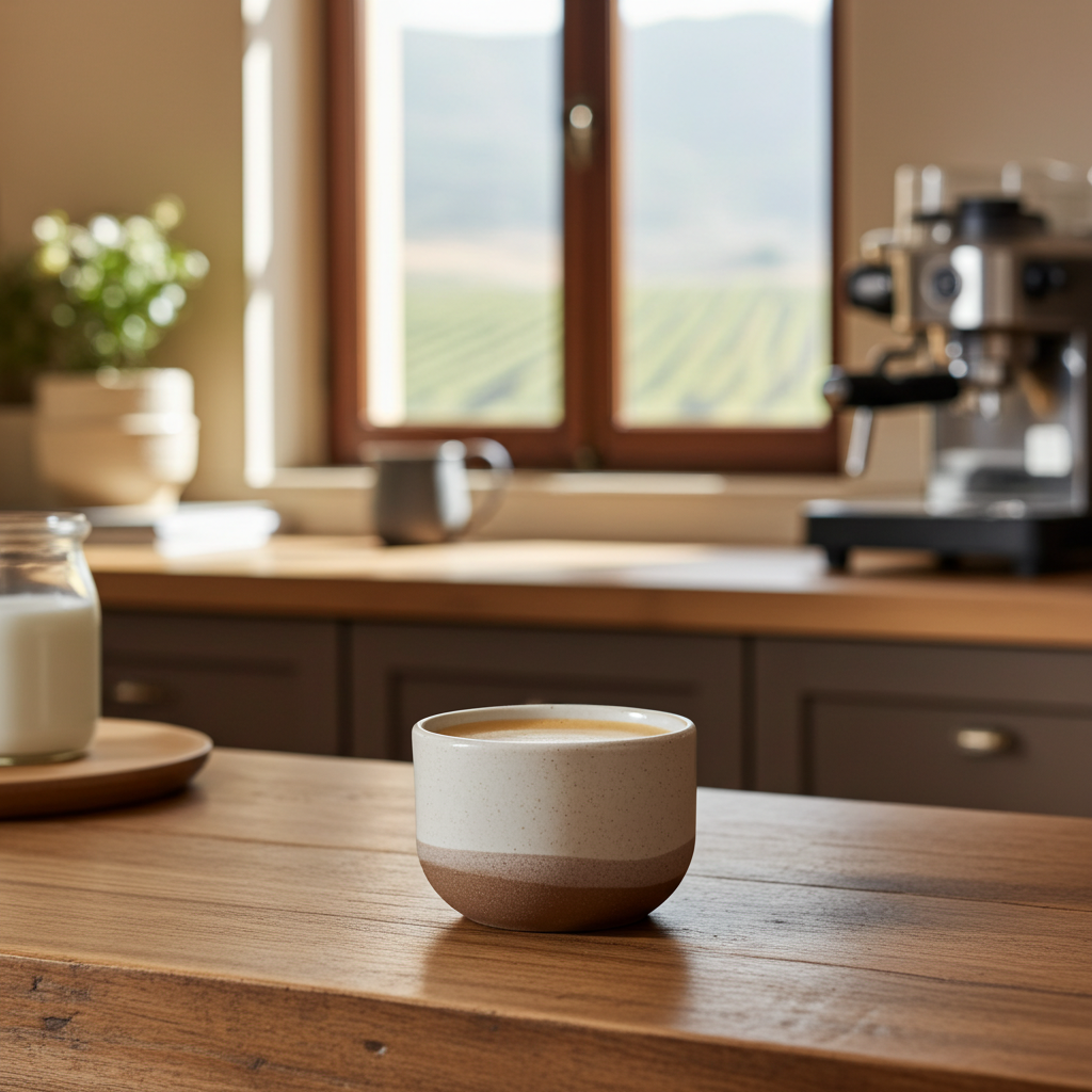Badlands Flat White Tasse, handgefertigt in Südspanien