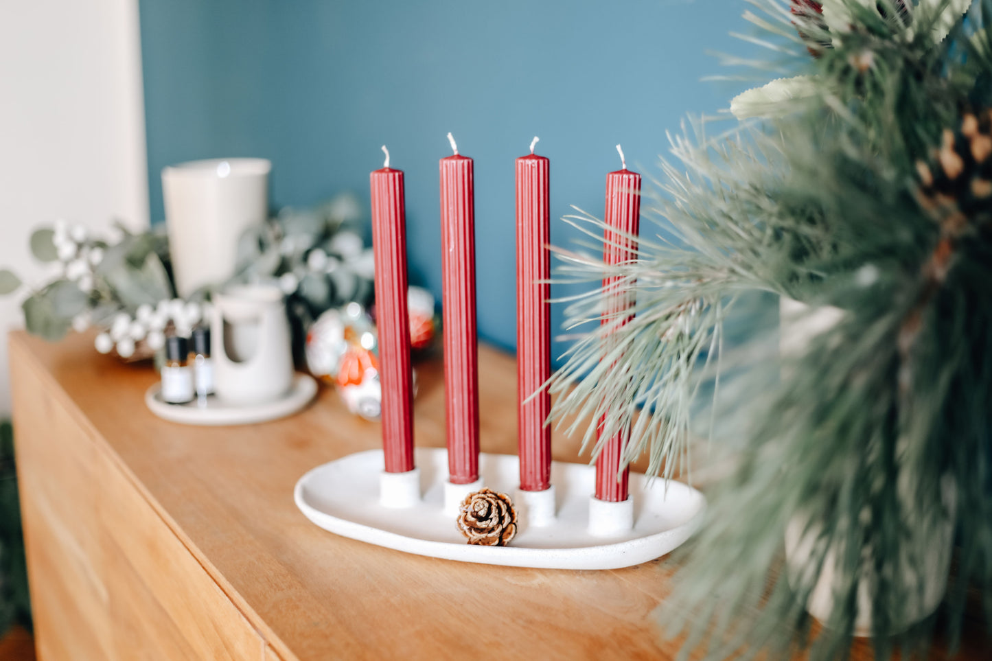 Ovaler Kerzenhalter aus Keramik – handgefertigt in Südspanien